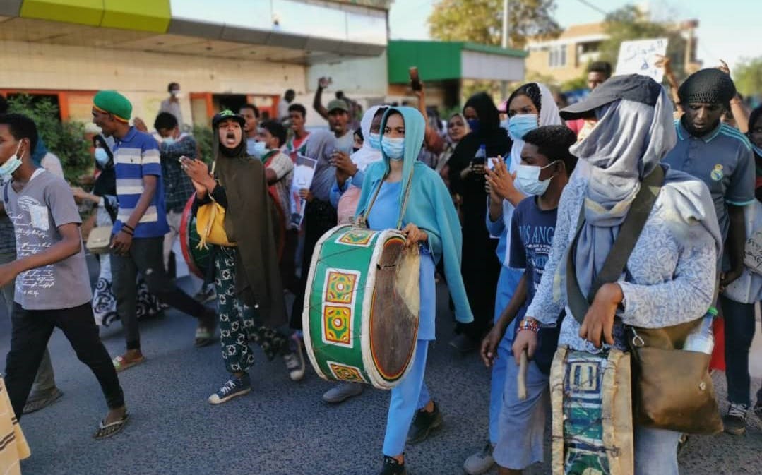 Women leading processions against the military coup in Bahri City, Sudan, November 2021.